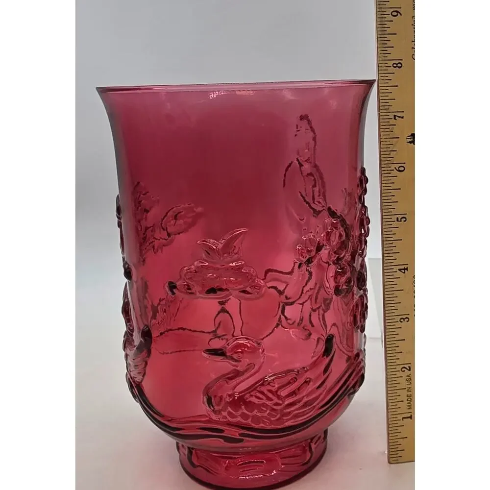 VINTAGE FENTON CRANBERRY EMPRESS VASE 7 1/2